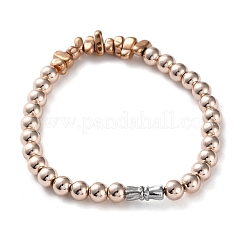 Pulseras elásticas con cuentas redondas y chips de hematita no magnética galvanizada para hombres y mujeres&nbsp;BJEW-G728-03
