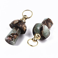 Zusammengesetzte Parfümflakonanhänger aus synthetischem Bronzit und Aqua-Terra-Jaspis&nbsp;LS-G-S366-057B