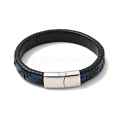 Lederarmband aus geflochtener rechteckiger Kordel mit Magnetverschlüssen aus Edelstahl 304 für Männer und Frauen&nbsp;BJEW-C021-04