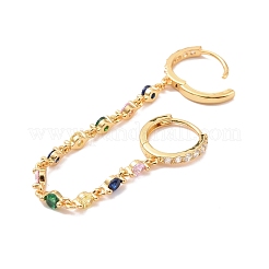Pendientes de aro doble con cadenas colgantes de circonitas cúbicas de colores&nbsp;EJEW-C030-14G