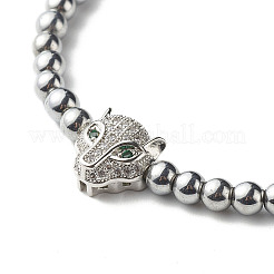 Braccialetto elasticizzato in ematite sintetica non magnetica power power per uomo donna&nbsp;BJEW-JB06797-02