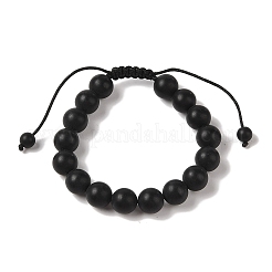 Braccialetti con perline intrecciate rotonde di onice nero naturale (tinto e riscaldato) da 10 mm&nbsp;BJEW-C067-01C-29