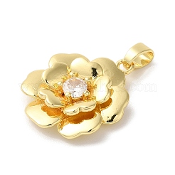 Placage de crémaillère en laiton micro pavé pendentifs en zircone cubique claire&nbsp;X-KK-U022-04G