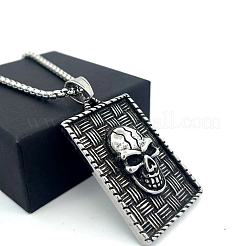 Vintage Punk Halsketten mit Totenkopf-Medaillenanhänger aus Edelstahl 304 für Herren&nbsp;TO1001