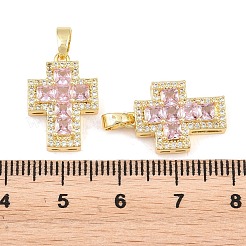 Pendentifs en laiton de Pâques avec zircon cubique rose&nbsp;KK-E800-10G