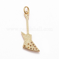 Placage de crémaillère en laiton micro pavé pendentifs en zircone cubique claire&nbsp;KK-M229-21G