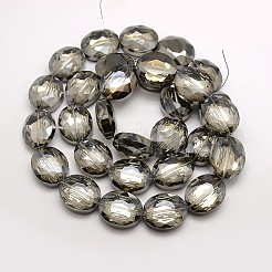 Facettierten galvanisieren Kristallglas Oval Perlen Stränge&nbsp;EGLA-F060B-02