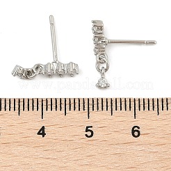 Boucles d'oreilles en laiton zircon cubique micro pavé clair&nbsp;EJEW-R016-26P-01