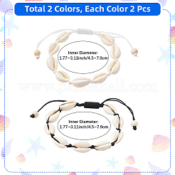 4 Stück 2 Farben natürliche Muschel & synthetisches türkis geflochtenes Perlenarmband für Frauen&nbsp;BJEW-PA0001-01
