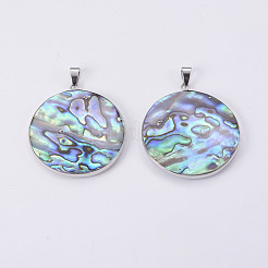 Abalone Muschel / Paua Muschel Anhänger&nbsp;SSHEL-L008-23P
