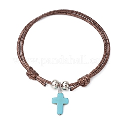 Gefärbte synthetische türkisfarbene Charm-Armbänder für Frauen&nbsp;BJEW-TA00567