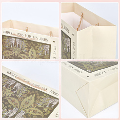 1 sac fourre-tout rectangulaire en papier imprimé feuilles rétro français&nbsp;ABAG-SP0001-29A