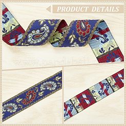 Ruban polyester brodé de style ethnique&nbsp;SRIB-WH0007-02B
