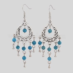 Orecchini chandelier in pietra mista naturale e sintetica in lega di stile tibetano&nbsp;EJEW-JE01892