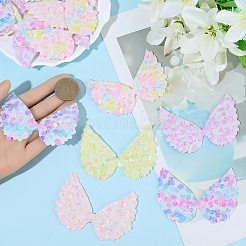 30 Stück 5 Farben Flügel Polyester und Pailletten computergesteuerte Stickerei Stoff zum Aufbügeln/Aufnähen Patches&nbsp;DIY-GF0012-54