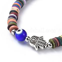 Polymer Clay heishi Perlen Perlen Stretch Armbänder&nbsp;BJEW-JB04449-02