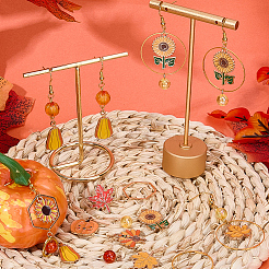 DIY-Sets zur Herstellung von Ohrringen aus Messing zum Erntedankfest: Ahornblatt und Kürbis&nbsp;DIY-SC0027-89