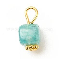 Breloques cubiques en agate naturelle avec boucles en fer doré&nbsp;PALLOY-JF01586-20B