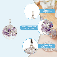 24 stücke 4 arten natürliche amethyst & rose quarz chip legierung europäischen baumeln charme&nbsp;G-HY0001-17