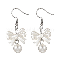 Orecchini pendenti con perle finte in plastica ABS con fiocco&nbsp;EJEW-JE06774
