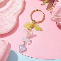 Decorazioni con ciondolo in vetro con fiocco e cuore&nbsp;KEYC-JKC00691-04