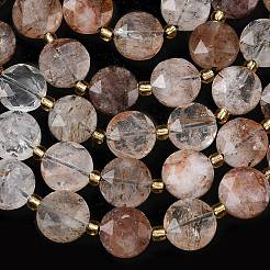 Hebras de cuentas de cuarzo rutilado de oro negro natural&nbsp;G-C116-A182-01