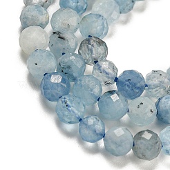 Chapelets de perles en aigue-marine naturelle&nbsp;G-F509-10-4mm-01