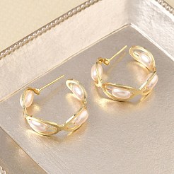 Boucles d'oreilles puces en laiton avec perles en plastique&nbsp;KK-CBAD851-36G
