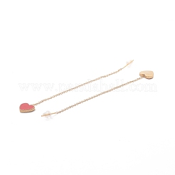 Lunga catena con orecchini pendenti a cuore smaltato&nbsp;EJEW-A067-01G-B