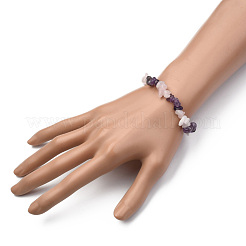 Chips Edelstein Perlen Stretch Armbänder&nbsp;X-BJEW-JB01824-04