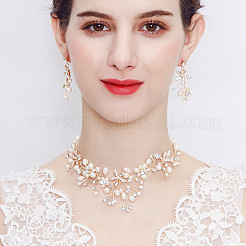 Legierung Süßwasserperle Strass Schmuck-Sets&nbsp;FS-WG8E598-01