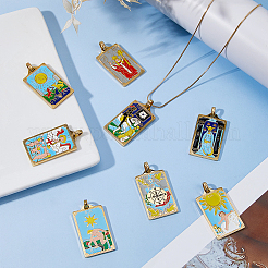 8 stücke 8 arten tarot 304 edelstahl emaille anhänger&nbsp;STAS-DC0017-30