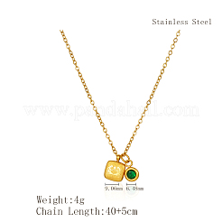 Colliers à pendentif carré en acier inoxydable simples pour un usage quotidien pour femmes&nbsp;QS9194-2