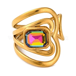 Solitärring aus 304 Edelstahl mit Strassen&nbsp;RJEW-Q822-14G