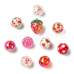 45 Stück 9 Stile Kunststoff runde Perle & Acryl Perlen Erdbeere Kits&nbsp;MACR-CJ0002-46