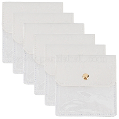 6 sac de rangement pour bijoux en cuir PU avec bouton en fer&nbsp;ABAG-CL0001-22A