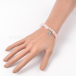 Naturelle quartz rose de perle bracelets extensibles&nbsp;BJEW-JB01996-01