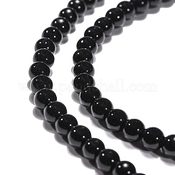 Synthetischen schwarzen Steinperlen Stränge&nbsp;G-G088-4mm