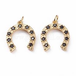 Pendentifs en laiton zircon cubique micro pavé noir&nbsp;X-KK-C100-14G