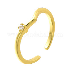 2 pz 2 stili ottone micro pavé trasparente cubic zirconia anelli polsino per le donne&nbsp;RJEW-S399-04G