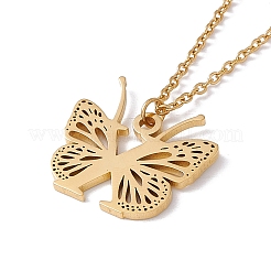 Lettre initiale avec collier pendentif papillon&nbsp;NJEW-C026-01G-X