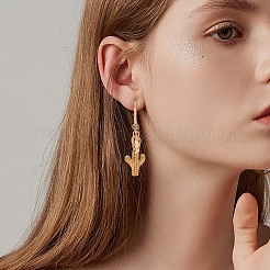 Aretes de aro con diseño de cactus y latón&nbsp;EJEW-SW00001-05