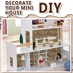 Mini maison de poupée salon chambre papier peint&nbsp;DIY-WH0504-841A-05