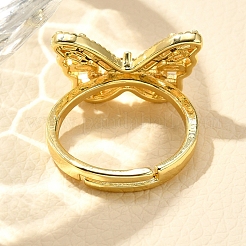 Verstellbare Fingerringe aus Messing mit Mikropflaster und Zirkonia für Damen&nbsp;RJEW-M028-25G-05