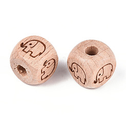 Gravierte Buchenholzperlen&nbsp;WOOD-N015-08D