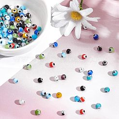 150 Stück 10 Farben handgemachte bösen Blick Bunte Malerei runde Perlen&nbsp;LAMP-NB0001-29