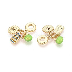 Messing Micro Pave bunte Zirkonia und Emaille europäische Anhänger&nbsp;KK-T079-80G