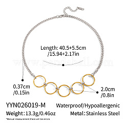 Colliers pendentifs bicolores en acier inoxydable 304 à anneaux multiples pour femmes&nbsp;JU1361-2