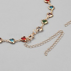Colliers à maillons en forme de cœur en alliage de zircone cubique colorée&nbsp;NJEW-WH0002-219