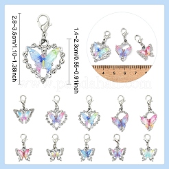 20 pendentif décoratif en alliage de strass de 10 styles&nbsp;HJEW-YW00222